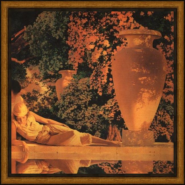 Framed Maxfield Parrish the garden of allah [detail] painting